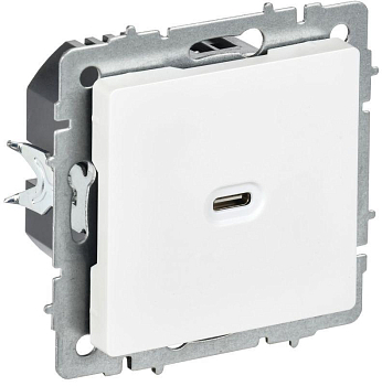 Розетка СП BRITE USB C 65Вт высокоскор. заряд. РЮ12-1-БрАБ арктич. бел. IEK BR-U13-065-K91