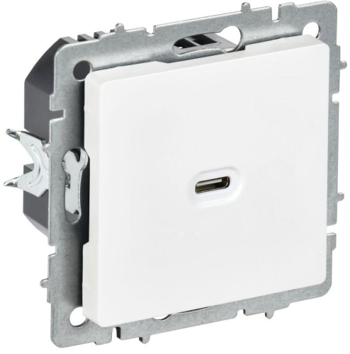 Розетка СП BRITE USB C 65Вт высокоскор. заряд. РЮ12-1-БрАБ арктич. бел. IEK BR-U13-065-K91