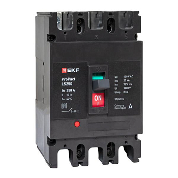 Выключатель автоматический LS250 25кА 3P 250А ProPact EKF mccb-250-25-3-250-ls