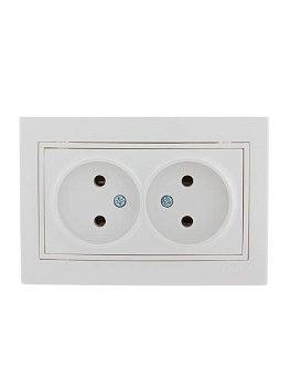 Розетка 2-м СП Mira 16А IP20 без заземл. с бел. вставкой керамика бел. LEZARD 701-0202-128