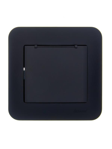 Розетка 1-м СП ASTI 16А IP20 с заземл. с крышкой термопласт в сборе черн. бархат. LEZARD 7081-4242-123В