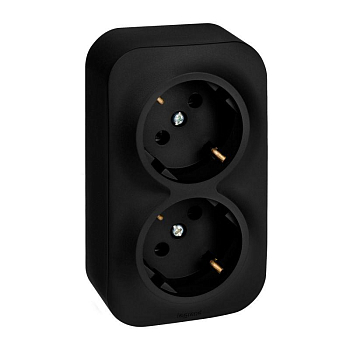 Розетка 2-м ОП Quteo 16А IP20 250В 2х2P+E с заземл. без защ. шторок черн. матов. IEK 782470