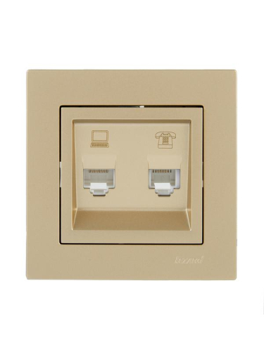 Розетка компьютер+телефон VESNA зол. LEZARD 742-3688-143