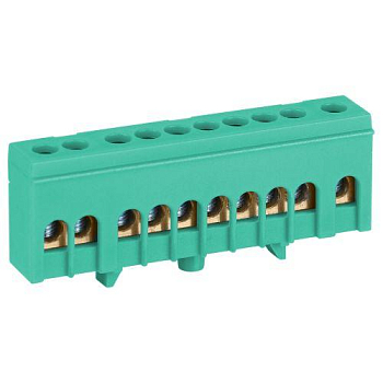 Шина PE земля в изолированном корпусе на DIN-рейку ШНИ-6х9-10-Д зел. NO-224-103 Эра Б0062938