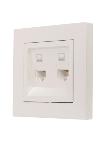 Розетка компьютерная 2-м СП Vesna механизм жемчуж./бел. перламутр LEZARD 742-3088-141