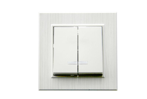 Выключатель 2-клав. с подсветкой Karea LINE STAR жемчуж. Makel 86100023