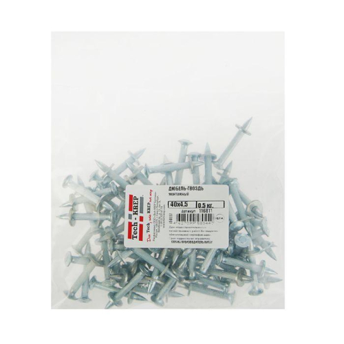 Дюбель-гвоздь монтажный 4.5х40 0.5кг (пакет) (уп.74шт) Tech-Krep/Zitar 116811