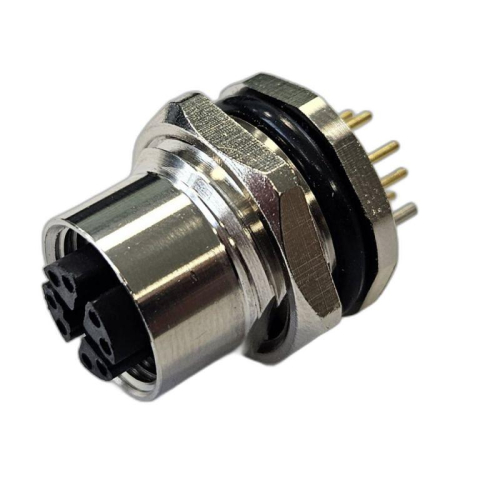 Разъем М12 8X гнездовой пайка на печатную плату метал. прямой резьба M16 приборная часть СЦМ120125-08X СТЭЗ 185200671