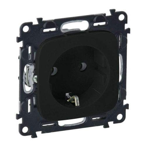 Розетка 1-м СП Valena Allure 16А IP20 250В 2P+E винтов. клеммы с лицев. панелью механизм антрацит Leg 753934