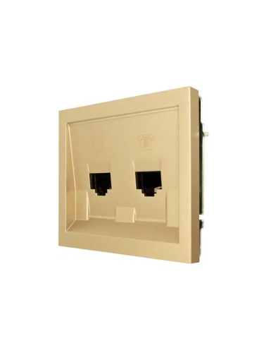 Розетка компьютер+телефон СП ZIMA IP20 с модулем Cat 6 зол. LEZARD 704-3688-144