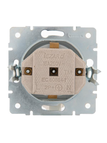 Розетка 1-м СП Karina с заземл. керамика механизм матов. серебр. LEZARD 707-4388-122