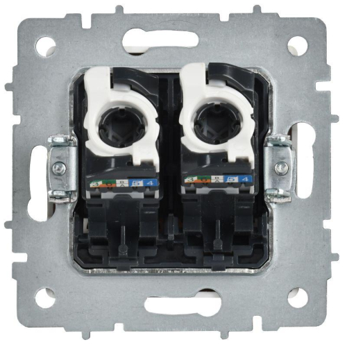 Розетка компьютерная 2-м СП BRITE РК10-2-БрАБ RJ45 кат.5E механизм арктич. бел. IEK BR-K20-1-K91