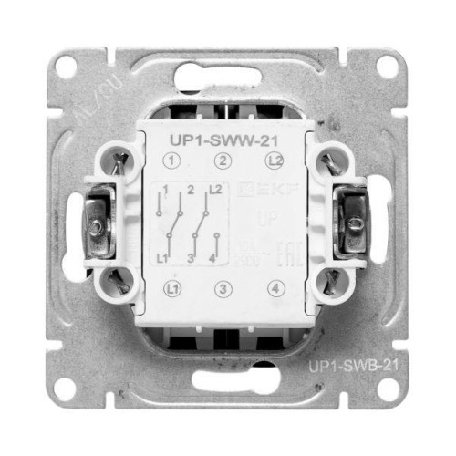 Выключатель проходной 2-кл. СП Эпика механизм черн. EKF UP1-SWB-21