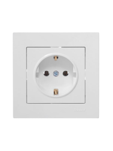 Розетка 1-м СП Vesna с заземл. ПБТ механизм бел. LEZARD 742-0288-122B