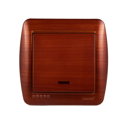 Выключатель 1-кл. ОП Demet 10А IP20 с подсветкой махагон LEZARD 711-0500-111