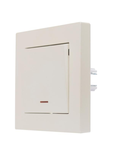 Выключатель 1-кл. СП Vesna с индикацией механизм жемчуж./бел. перламутр. LEZARD 742-3088-111