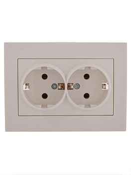 Розетка 2-м СП Rain с заземл. керамика бел. LEZARD 703-0202-127