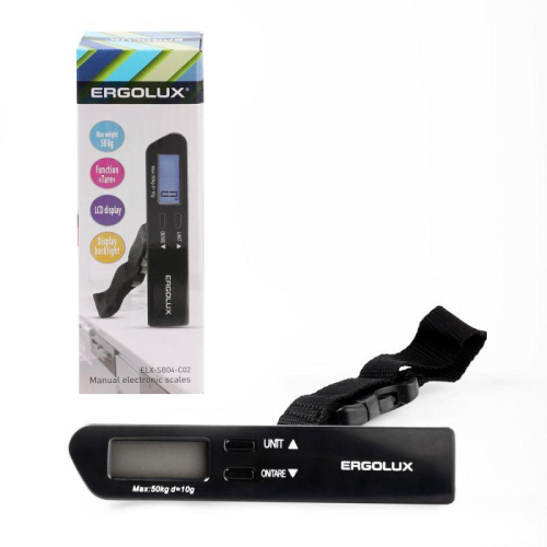 Весы ручные электронные ELX-SB04-C02 до 50кг безмен черн. Ergolux 15133
