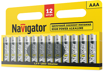 Элемент питания алкалиновый 95 160 NBT-01 AAA LR03 BP12 NAVIGATOR 95160