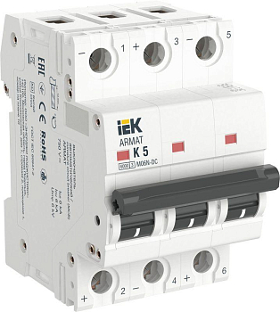 Выключатель автоматический модульный 3п K 5А M06N-DC ARMAT IEK AR-M06N-3-K005DC