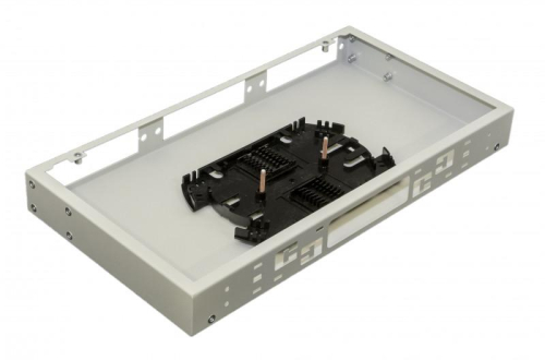 Бокс FO-19R-1U-3хSLT-W140H42-24UN-GY оптич. универсальн. 19 дюйм от 8 до 24 портов (SC duplex LC; ST; FC) со сплайс пластиной; без пигтейлов и проходных адаптеров; 1U; сер. Hyperline 237482