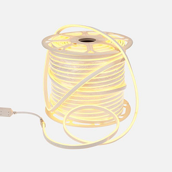Шнур светодиодный гибкий неон SMD 8х16мм 120LED/м двустор. желт. (уп.100м) (с комплектом подкл.) Neon-Night 131-091
