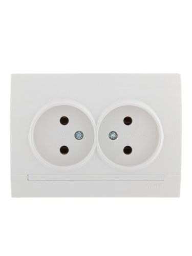 Розетка 2-м СП Deriy 16А IP20 без заземл. керамика бел./бел. LEZARD 702-0202-128