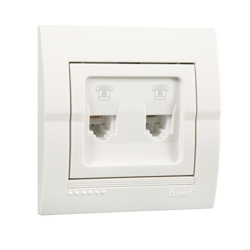 Розетка телефонная 2-м СП Deriy RJ11 евро стандарт бел. LEZARD 702-0202-138