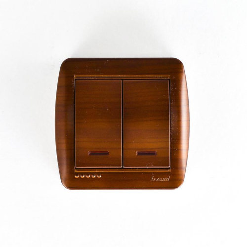 Выключатель 2-кл. ОП Demet 10А IP20 с подсветкой махагон LEZARD 711-0500-112