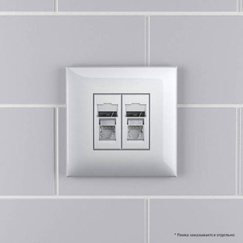 Розетка 2-м RJ-45 СП кат.5e экранированная Avanti "Закаленная сталь" DKC 4404364
