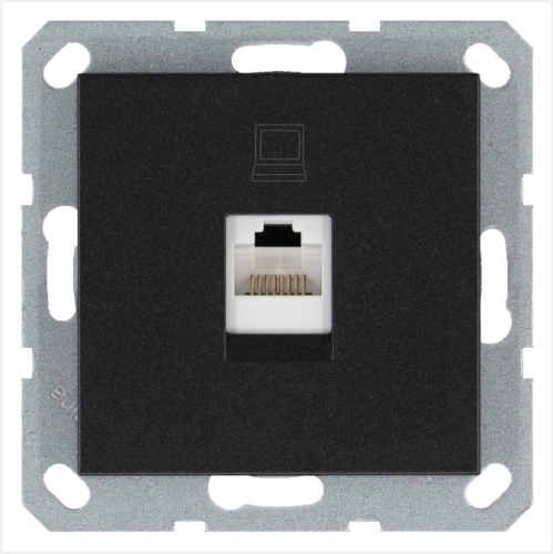 Розетка компьютерная 1-м RJ45 IP20 кат. 5E механизм антрацит Jasmart G6105B