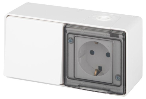 Блок розетка с выключателем Эксперт 11-7501-01 IP55 16А (10AX)-250В ОУ бел. Эра Б0063288