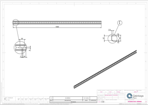 DIN-рейка перфорированная 35х7.5мм L1000 оцинк.Cetinkaya Pano CP4983