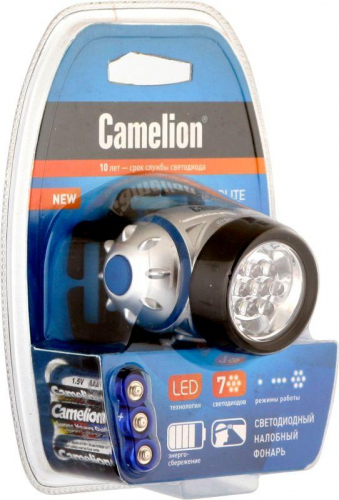 Фонарь налобный LED5310-7F3 (7LED 3 режима; 3хR03 в комплекте; метал.) Camelion 7534