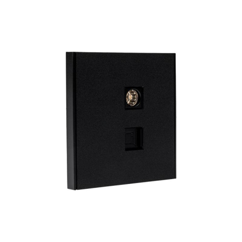 Розетка компьютерная + телевизионная СП STRONG MIELE RJ45 кат6 + TV антрацит Kranz KR-78-0722-5