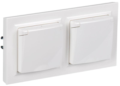 Розетка с крышкой Brite 16А IP44 РСбш10-3-44-БрБ механизм бел. в сб 2шт IEK BR-R16-16-44-2-K01-F-PRO