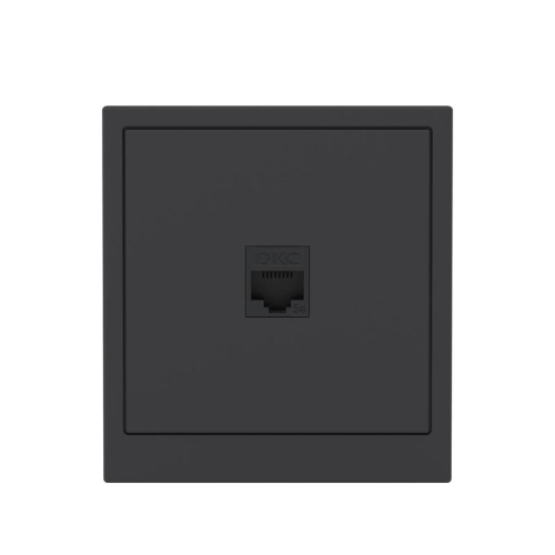 Розетка компьютерная 1-м KANT RJ45 кат.5E без шторки черн. уголь DKC 7012663