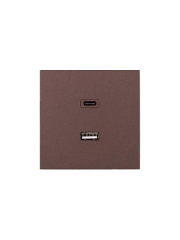 Розетка СП ZIMA IP20 Type-C + USB механизм шоколад LEZARD 704-7388-192TC