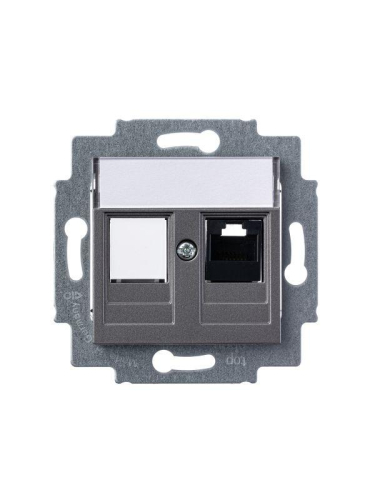 Розетка информационная Levit RJ45 кат. 5e и заглушка сталь ABB 2CHH295117A6069