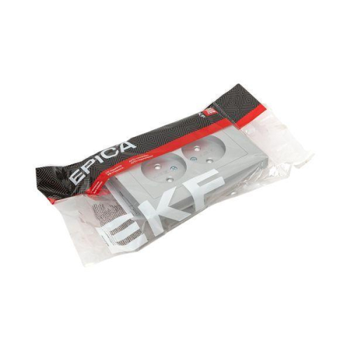 Розетка 2-м СП Эпика 16А без заземл. защ. шторки с рамкой механизм алюм. EKF UP1-SOA-201