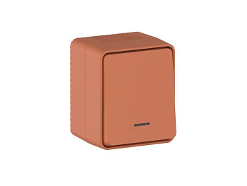 Выключатель 1-кл. ОП AtlasDesign PROFI IP54 10AX с подсветкой терракот. SE ATN547013