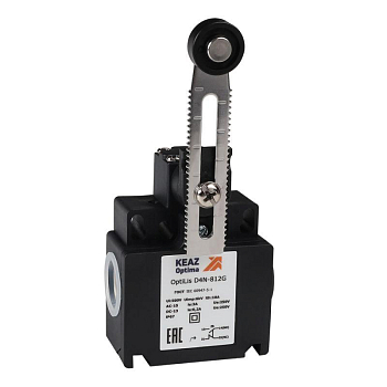 Выключатель концевой OptiLiS D4N-812G рычаг регулируемый с роликом пластик. EN 50047 XCKT2145P16 КЭАЗ 365322