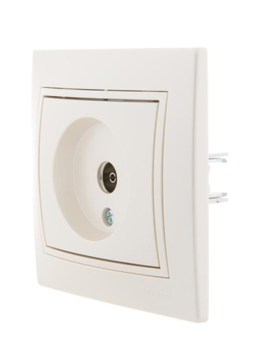 Розетка телевизионная оконечная TV СП Mira 16А IP20 со вставкой жемчуж./бел. перламутр. LEZARD 701-3030-130