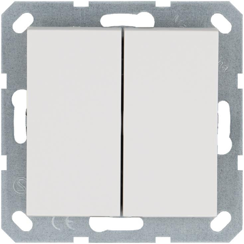 Кнопка 2-кл. 10А IP20 с переключающим контактом механизм бел. глянцевый Jasmart G3020W