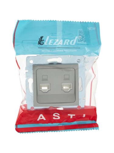 Розетка компьютерная 2-м СП ASTI IP20 RJ45 механизм платина. LEZARD 7081-3588-141