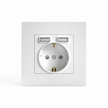 Розетка 1-м СП Pixel с заземл. с 2-мя заряд. устр. USB тип A+A IP20 механизм бел. TOKOV ELECTRIC TKE-PX-R1U2A-C01