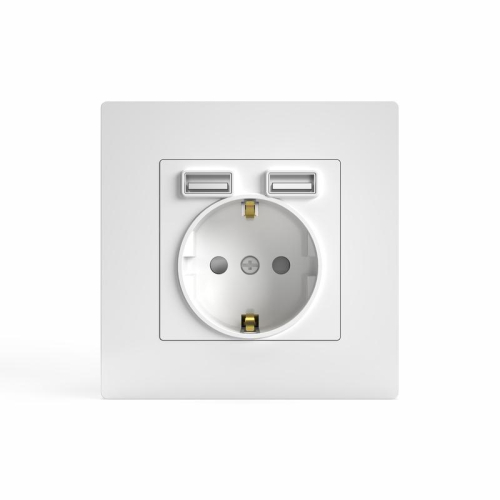 Розетка 1-м СП Pixel с заземл. с 2-мя заряд. устр. USB тип A+A IP20 механизм бел. TOKOV ELECTRIC TKE-PX-R1U2A-C01