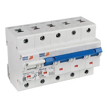 Выключатель автоматический модульный 4п C 125А 10кА OptiDin BM125 4NC125 НР 8ln ОМ4 РЕГ с независимым расцепителем КЭАЗ 358273
