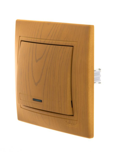 Выключатель 1-кл. СП Mira 10А IP20 с подсветкой ольха LEZARD 701-0701-111