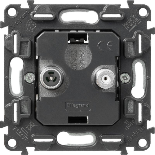 Розетка телевизионная TV/SAT 2-м Valena In'matic 5-862МГц/950-2400МГц с топологией "звезда" механизм Leg 753057